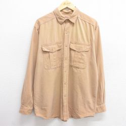XL★古着 バナナリパブリック BANANA REPUBLIC 長袖 ブランド シャツ メンズ 80年代 80s ロング丈 コットン ベージュ カーキ 25may17 中古 トップス