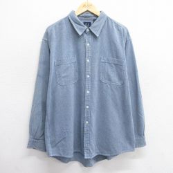 XL★古着 ギャップ GAP 長袖 ブランド シャツ メンズ 00年代 00s コットン 紺他 ネイビー 25may17 中古 トップス