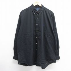 【20%OFF】XL★古着 ラルフローレン Ralph Lauren 長袖 ブランド シャツ メンズ 90年代 90s ワンポイントロゴ BLAKE コットン ボタンダウン 黒 ブラック 25may17 中古 トップス