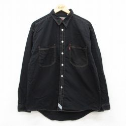 XL★古着 リーバイス Levis 長袖 ブランド シャツ メンズ 00年代 00s コットン 黒 ブラック 25may20 中古 トップス
