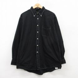 XL★古着 ランズエンド 長袖 ブランド シャツ メンズ 00年代 00s 大きいサイズ ロング丈 コットン ボタンダウン 黒 ブラック 25may20 中古 トップス
