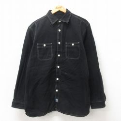 L★古着 ノーティカ NAUTICA 長袖 ブランド シャツ メンズ コットン 黒 ブラック 25may20 中古 トップス