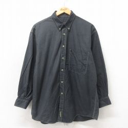 XL★古着 ティンバーランド 長袖 ブランド シャツ メンズ 00年代 00s ワンポイントロゴ コットン ボタンダウン 黒 ブラック 25may21 中古 トップス