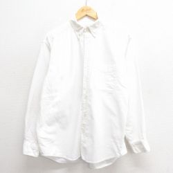 L★古着 バナナリパブリック BANANA REPUBLIC 長袖 ブランド シャツ メンズ コットン ボタンダウン 白 ホワイト 25may26 中古 トップス