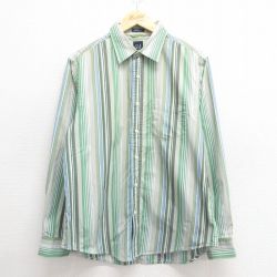 L★古着 ギャップ GAP 長袖 ブランド シャツ メンズ 00年代 00s 緑他 グリーン ストライプ 25may27 中古 トップス