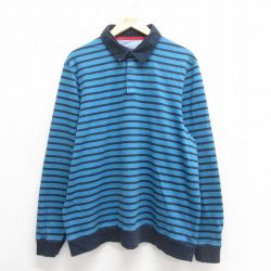 【50%OFF】XL★古着 エルエルビーン LLBEAN 長袖 ブランド ラガー シャツ メンズ コットン 青 ブルー ボーダー 25may27 中古 トップス