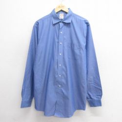 XL★古着 ブルックスブラザーズ BROOKS BROTHERS 長袖 ブランド シャツ メンズ 大きいサイズ ロング丈 コットン 薄紺 ネイビー 25may27 中古 トップス