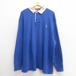 【50%OFF】XL★古着 ラルフローレン Ralph Lauren 長袖 ブランド ラガー シャツ メンズ 90年代 90s ワンポイントロゴ 大きいサイズ コットン 青 ブルー 25may27 中古 トップス
