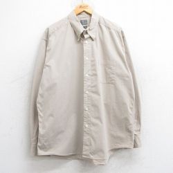 XL★古着 ドッカーズ 長袖 ブランド シャツ メンズ 大きいサイズ ベージュ カーキ ストライプ 25jun02 中古 トップス