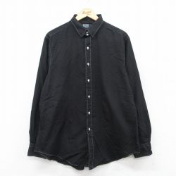 XL★古着 ラルフローレン Ralph Lauren 長袖 ブランド シャツ メンズ 90年代 90s DOUGLAS TAB 大きいサイズ コットン 黒 ブラック 25jun03 中古 トップス
