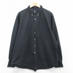 XL★古着 ラルフローレン Ralph Lauren 長袖 ブランド シャツ メンズ 90年代 90s ワンポイントロゴ 大きいサイズ コットン ボタンダウン 黒他 ブラック チェック 25jun03 中古 トップス