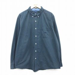 XL★古着 チャップス 長袖 ブランド シャツ メンズ ワンポイントロゴ 大きいサイズ ボタンダウン 緑他 グリーン チェック 25jun03 中古 トップス