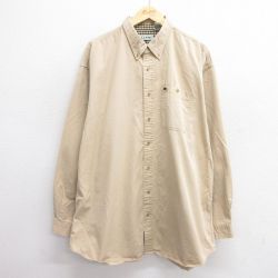 【50%OFF】XL★古着 エルエルビーン LLBEAN 長袖 ブランド シャツ メンズ 90年代 90s 大きいサイズ ロング丈 コットン ボタンダウン ベージュ カーキ 25jun11 中古 トップス