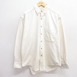 L★古着 エルエルビーン LLBEAN 長袖 ブランド シャツ メンズ 90年代 90s コットン ボタンダウン カナダ製 生成り 25jun11 中古 トップス