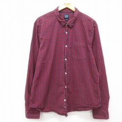 XL★古着 ギャップ GAP 長袖 ブランド シャツ メンズ 00年代 00s 大きいサイズ 赤他 レッド チェック 25jun11 中古 トップス