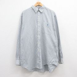 【50%OFF】XL★古着 ラルフローレン Ralph Lauren 長袖 ブランド シャツ メンズ 90年代 90s ワンポイントロゴ LOWELL SPORT 大きいサイズ コットン 白他 ホワイト チェック 25jun13 中古 トップス