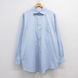 XL★古着 ブルックスブラザーズ BROOKS BROTHERS 長袖 ブランド シャツ メンズ 大きいサイズ ロング丈 コットン 薄紺 ネイビー 25jun13 中古 トップス