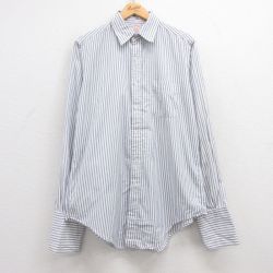 【50%OFF】XL★古着 ブルックスブラザーズ BROOKS BROTHERS 長袖 ブランド シャツ メンズ 90年代 90s コットン USA製 白他 ホワイト ストライプ 25jun13 中古 トップス