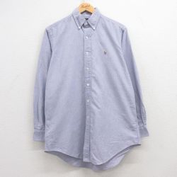L★古着 ラルフローレン Ralph Lauren 長袖 ブランド シャツ メンズ 90年代 90s ワンポイントロゴ オックスフォード コットン ボタンダウン 紫 パープル 25jun13 中古 トップス