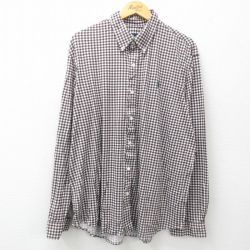 【50%OFF】XL★古着 ラルフローレン Ralph Lauren 長袖 ブランド シャツ メンズ ワンポイントロゴ 大きいサイズ コットン ボタンダウン 茶他 ブラウン チェック 25jun14 中古 トップス