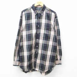 【50%OFF】XL★古着 ラルフローレン Ralph Lauren 長袖 ブランド シャツ メンズ 90年代 90s ワンポイントロゴ BIG SHIRT 大きいサイズ コットン ボタンダウン 緑他 グリーン チェック 【spe】 25jun14 中古 トップス