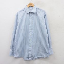XL★古着 ブルックスブラザーズ BROOKS BROTHERS 長袖 ブランド シャツ メンズ ロング丈 コットン USA製 薄紺他 ネイビー ストライプ 【spe】 25jun14 中古 トップス