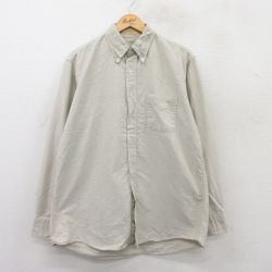 XL★古着 エルエルビーン LLBEAN 長袖 ブランド シャツ メンズ 80年代 80s ダック地 コットン ボタンダウン USA製 ベージュ カーキ 【spe】 25jun17 中古 トップス