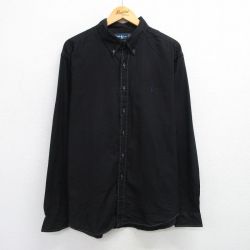 XL★古着 ラルフローレン Ralph Lauren 長袖 ブランド シャツ メンズ 90年代 90s ワンポイントロゴ 大きいサイズ コットン ボタンダウン 黒 ブラック チェック 25jun21 中古 トップス