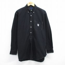 XL★古着 ラルフローレン Ralph Lauren 長袖 ブランド シャツ メンズ 90年代 90s ワンポイントロゴ オックスフォード 大きいサイズ コットン ボタンダウン 黒 ブラック 【spe】 25jun21 中古 トップス