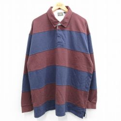 XL★古着 エルエルビーン LLBEAN 長袖 ブランド ラガー シャツ メンズ 大きいサイズ コットン エンジ他 ボーダー 25jun23 中古 トップス