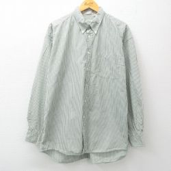【50%OFF】XL★古着 ギャップ GAP 長袖 ブランド シャツ メンズ 00年代 00s 大きいサイズ コットン ボタンダウン 薄緑他 グリーン ストライプ 25jun27 中古 トップス