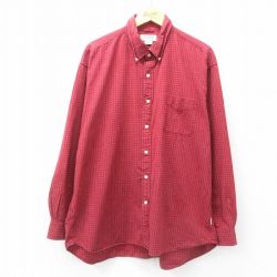 XL★古着 ジェイクルー J.CREW 長袖 ブランド シャツ メンズ 大きいサイズ コットン ボタンダウン エンジ他 チェック 25jun27 中古 トップス