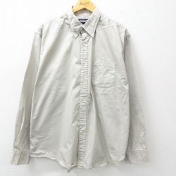 XL★古着 ランズエンド 長袖 ブランド シャツ メンズ 00年代 00s 大きいサイズ コットン ボタンダウン 薄ベージュ カーキ 25jun27 中古 トップス