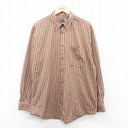 XL★古着 エルエルビーン LLBEAN 長袖 ブランド シャツ メンズ 90年代 90s ボタンダウン 茶系他 ブラウン チェック 25jun27 中古 トップス