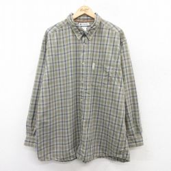 【50%OFF】XL★古着 コロンビア COLUMBIA 長袖 ブランド シャツ メンズ 00年代 00s 大きいサイズ ロング丈 コットン ボタンダウン 緑系他 グリーン チェック 25jun27 中古 トップス
