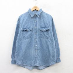 XL★古着 ギャップ GAP 長袖 ブランド シャツ メンズ 00年代 00s コットン 紺 ネイビー デニム 25jun27 中古 トップス