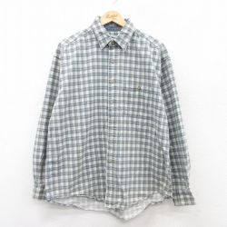 【50%OFF】XL★古着 エルエルビーン LLBEAN 長袖 ブランド シャツ メンズ 90年代 90s 大きいサイズ コットン カナダ製 紺他 ネイビー チェック 25jun27 中古 トップス