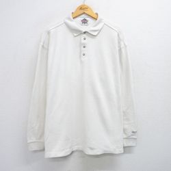 XL★古着 リーボック REEBOK 長袖 ブランド ポロ シャツ メンズ ワンポイントロゴ 鹿の子 コットン 白 ホワイト 25jun28 中古 トップス