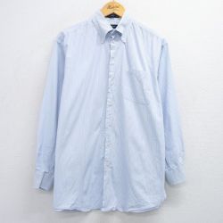 XL★古着 ノーティカ NAUTICA 長袖 ブランド シャツ メンズ 大きいサイズ コットン ボタンダウン 薄紺他 ネイビー ストライプ 25jun28 中古 トップス