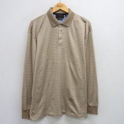 トミーヒルフィガー 長袖ポロシャツ ベージュボーダー L | 古着