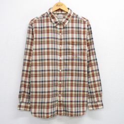 XL★古着 エルエルビーン LLBEAN 長袖 ブランド シャツ メンズ 00年代 00s コットン ベージュ系他 カーキ チェック 25jun30 中古 トップス