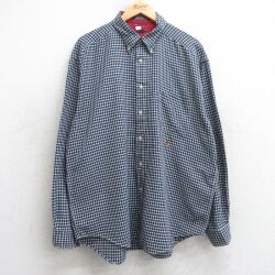 XL★古着 トミーヒルフィガー TOMMY HILFIGER 長袖 ブランド シャツ メンズ 90年代 90s ワンポイントロゴ 大きいサイズ コットン ボタンダウン 紺他 ネイビー チェック 25jul01 中古 トップス