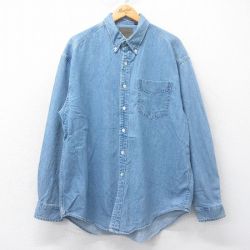 XL★古着 ギャップ GAP 長袖 ブランド シャツ メンズ 00年代 00s コットン ボタンダウン 紺 ネイビー デニム 25jul05 中古 トップス