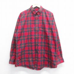 XL★古着 ラルフローレン Ralph Lauren チャップス 長袖 ブランド シャツ メンズ 90年代 90s 大きいサイズ ロング丈 コットン ボタンダウン 赤他 レッド チェック 25jul05 中古 トップス