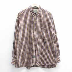 XL★古着 ドッカーズ 長袖 ブランド シャツ メンズ 00年代 00s 大きいサイズ コットン ボタンダウン 茶他 ブラウン チェック 25jul05 中古 トップス