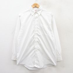 L★古着 ブルックスブラザーズ BROOKS BROTHERS 長袖 ブランド シャツ メンズ コットン ボタンダウン 白 ホワイト 25jul08 中古 トップス
