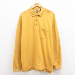 XL★古着 ギャップ GAP 長袖 ブランド ポロ シャツ メンズ 90年代 90s ワンポイントロゴ コットン 黄 イエロー 25jul29 中古 トップス