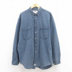 XL★古着 リーバイス Levis 長袖 ブランド シャツ メンズ 00年代 00s 大きいサイズ コットン 紺他 ネイビー ストライプ 【spe】 25jul29 中古 トップス