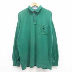 XL★古着 ラルフローレン Ralph Lauren チャップス 長袖 ブランド ポロ シャツ メンズ 00年代 00s ワンポイントロゴ 大きいサイズ コットン 緑 グリーン 25jul30 中古 トップス