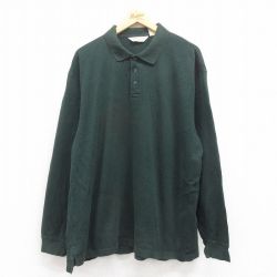 XL★古着 エディーバウアー 長袖 ブランド ポロ シャツ メンズ 00年代 00s ワンポイントロゴ コットン 緑 グリーン 25aug09 中古 トップス